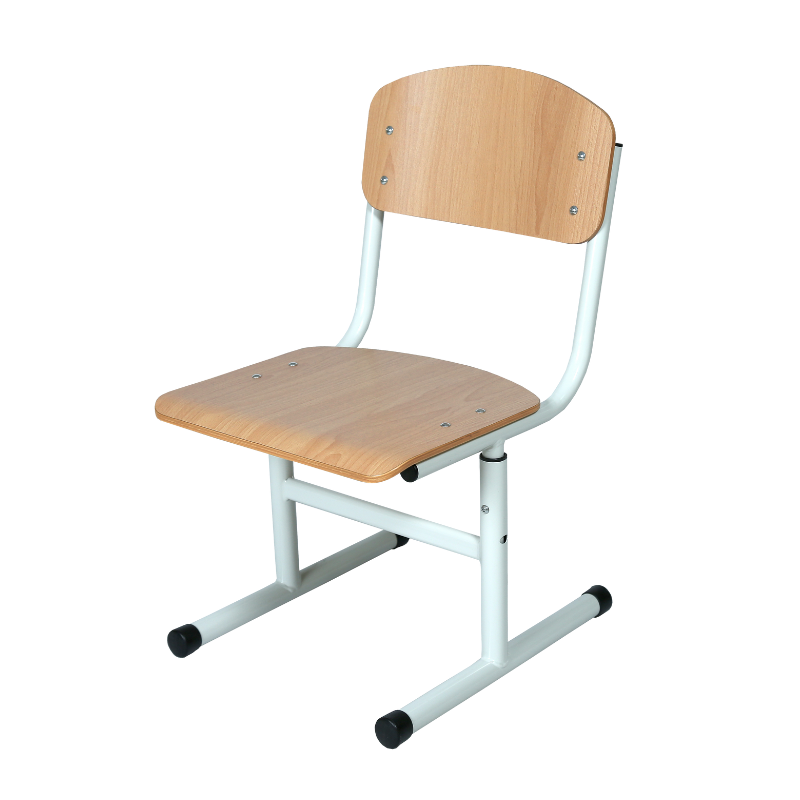 Стілець Т-подібний на круглій трубі, фанера покрита пластиком HPL, №4-6, з регулюванням глибини сидіння, (h=380-460 мм), АЛМАНТ, 385х430-440х775-855 мм